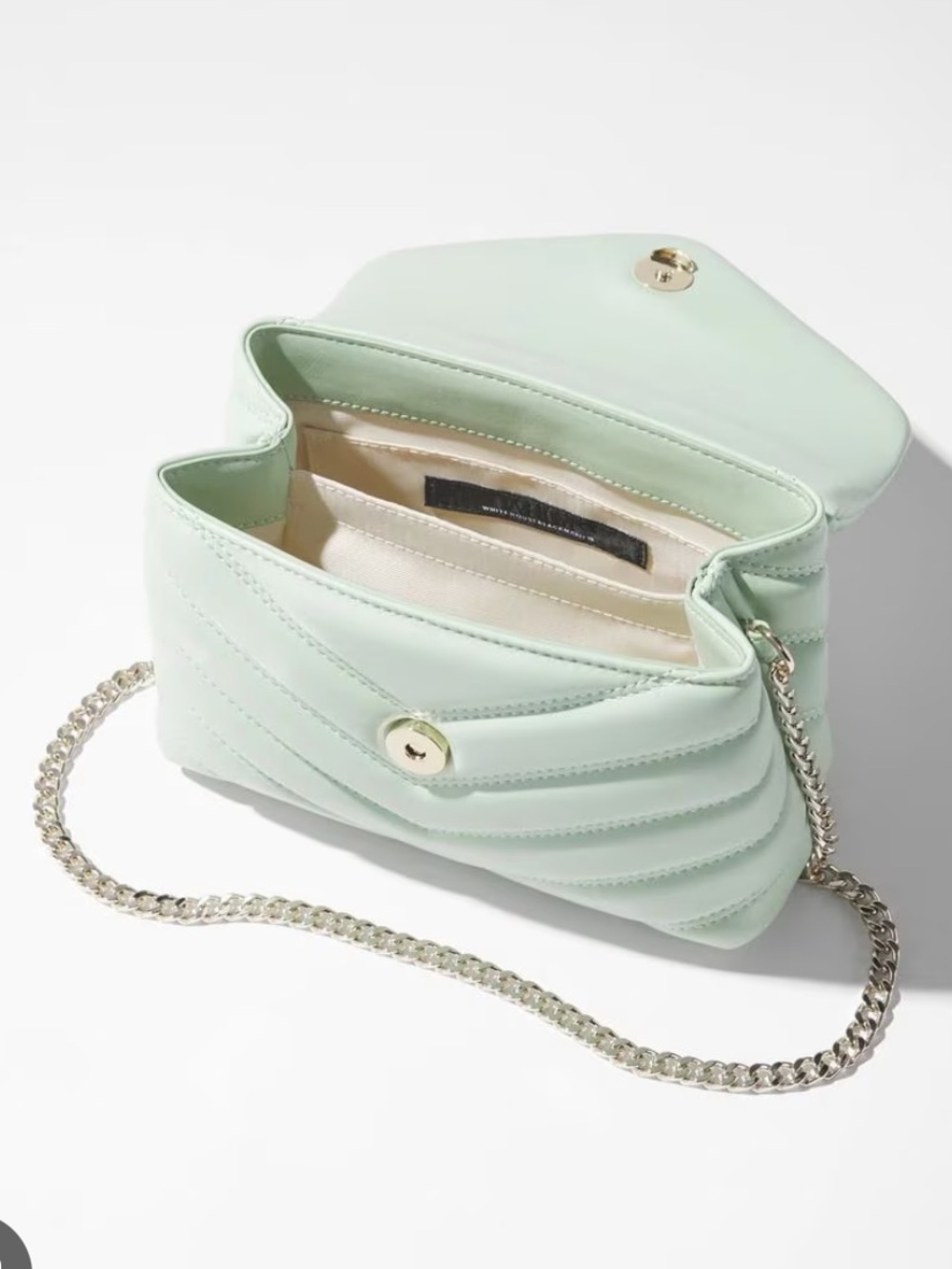 WHBM Mint green Quilted Chain Crossbody Bag -